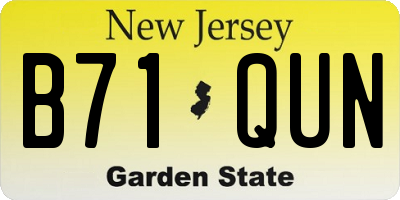 NJ license plate B71QUN