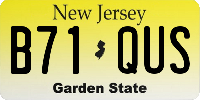 NJ license plate B71QUS