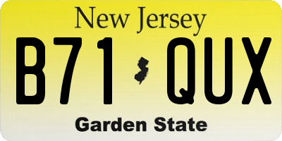 NJ license plate B71QUX