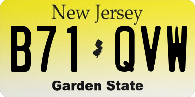 NJ license plate B71QVW