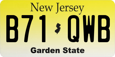 NJ license plate B71QWB