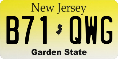 NJ license plate B71QWG