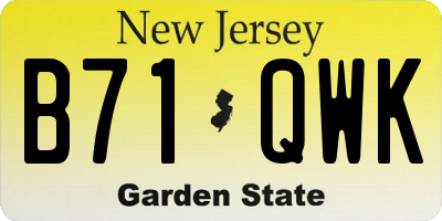 NJ license plate B71QWK