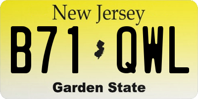 NJ license plate B71QWL