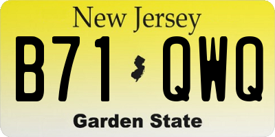 NJ license plate B71QWQ