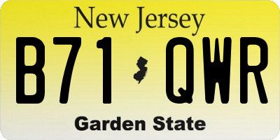 NJ license plate B71QWR