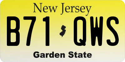 NJ license plate B71QWS