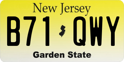 NJ license plate B71QWY