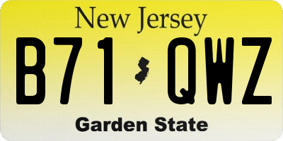 NJ license plate B71QWZ
