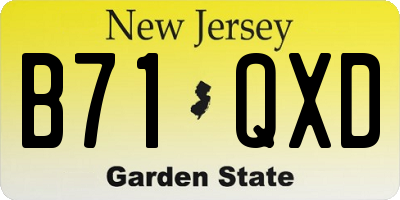 NJ license plate B71QXD