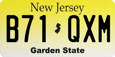 NJ license plate B71QXM