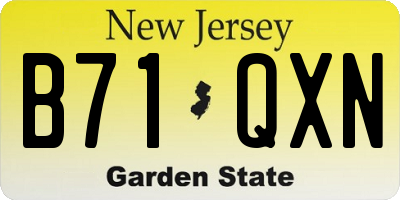 NJ license plate B71QXN
