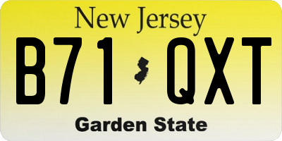 NJ license plate B71QXT