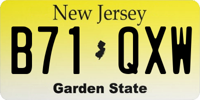 NJ license plate B71QXW