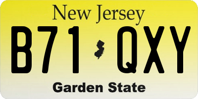 NJ license plate B71QXY