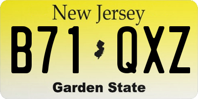 NJ license plate B71QXZ