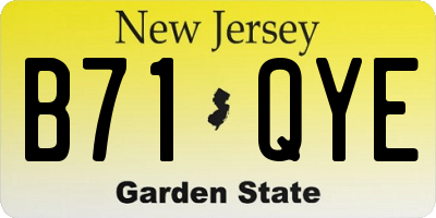 NJ license plate B71QYE