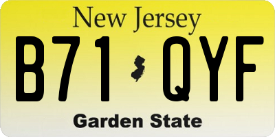 NJ license plate B71QYF