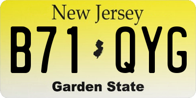 NJ license plate B71QYG