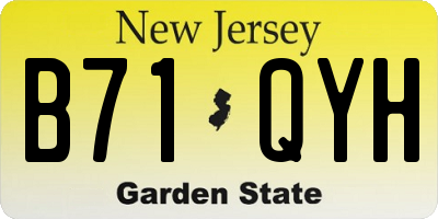 NJ license plate B71QYH