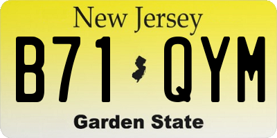 NJ license plate B71QYM