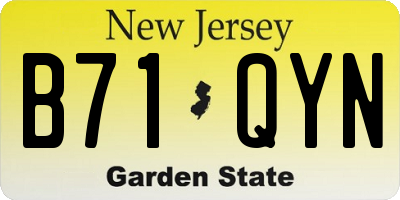 NJ license plate B71QYN