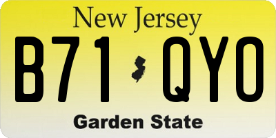 NJ license plate B71QYO