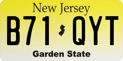 NJ license plate B71QYT