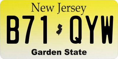 NJ license plate B71QYW