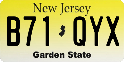 NJ license plate B71QYX