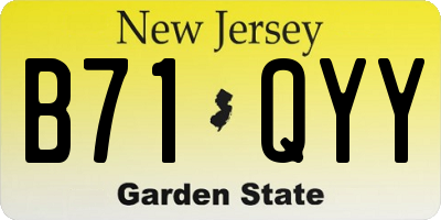 NJ license plate B71QYY