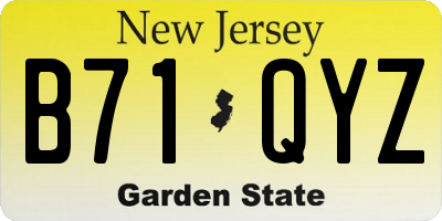 NJ license plate B71QYZ