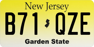 NJ license plate B71QZE