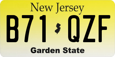 NJ license plate B71QZF
