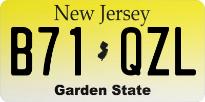 NJ license plate B71QZL