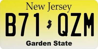 NJ license plate B71QZM