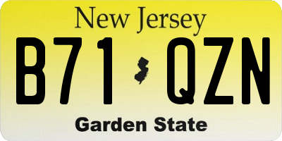 NJ license plate B71QZN
