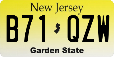 NJ license plate B71QZW