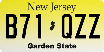 NJ license plate B71QZZ