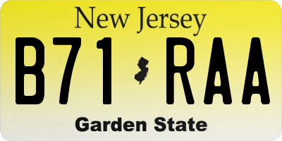 NJ license plate B71RAA