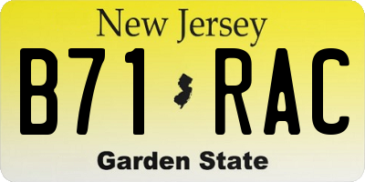 NJ license plate B71RAC
