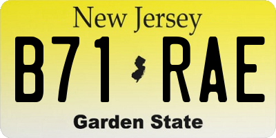 NJ license plate B71RAE