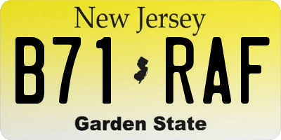NJ license plate B71RAF