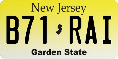 NJ license plate B71RAI