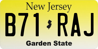 NJ license plate B71RAJ