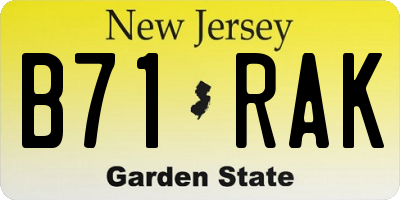 NJ license plate B71RAK