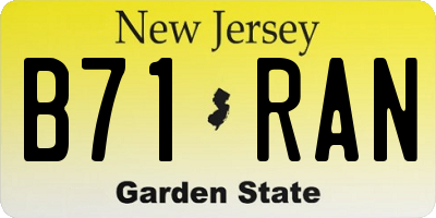 NJ license plate B71RAN