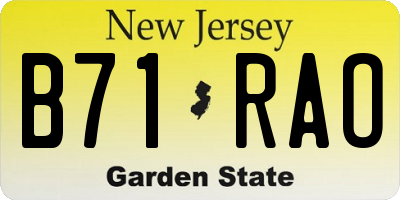 NJ license plate B71RAO
