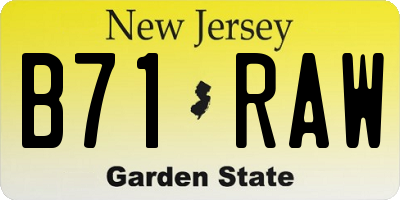 NJ license plate B71RAW