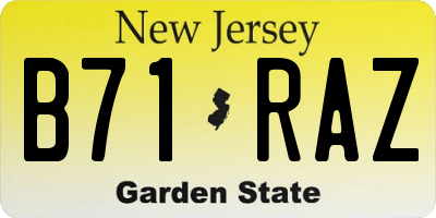 NJ license plate B71RAZ